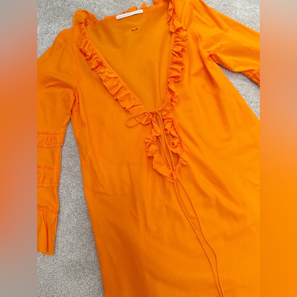 Anya Hindmarch - Orange Ruffled Beach Coverup Dress - 100% Cotton - size Large - Picture 6 of 16